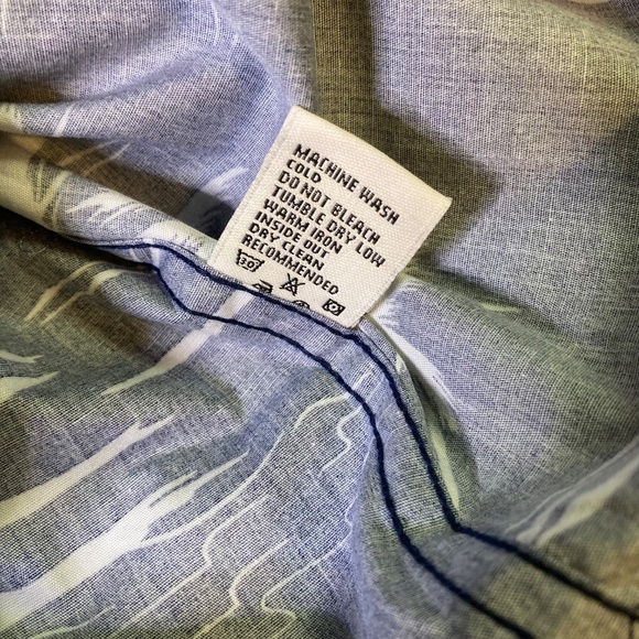 Eighth Avenue Blue & White Palm Print Cotton Button Down Shirt Men’s Size L - Picture 15 of 16